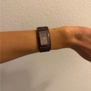 DKNY Brown Rectangular Mesh Band Watch